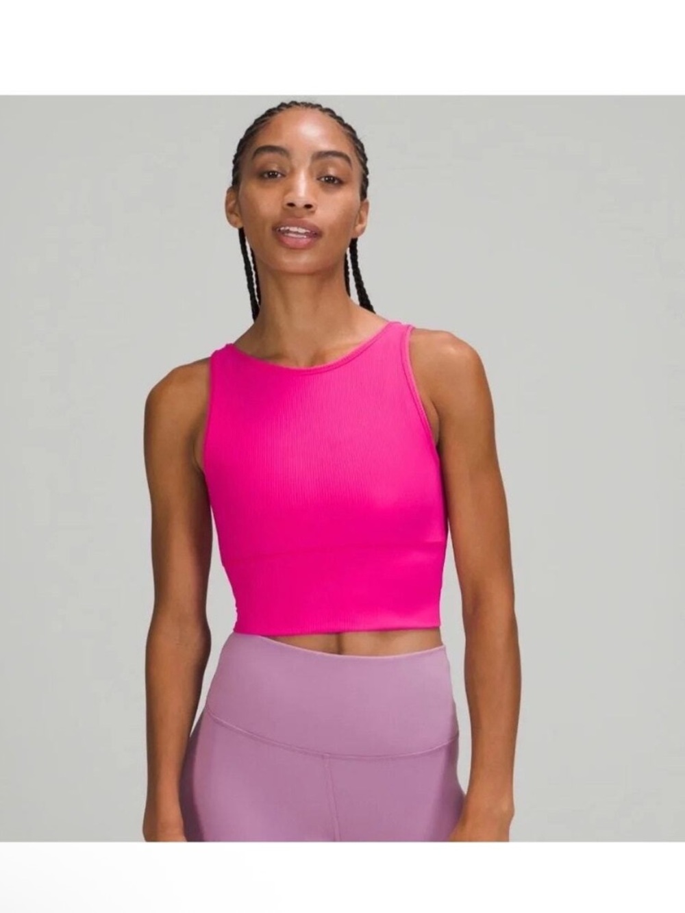 lululemon athletica Ribbed Power Pivot Reversible V-Neck Crop Tank - Sonic Pink